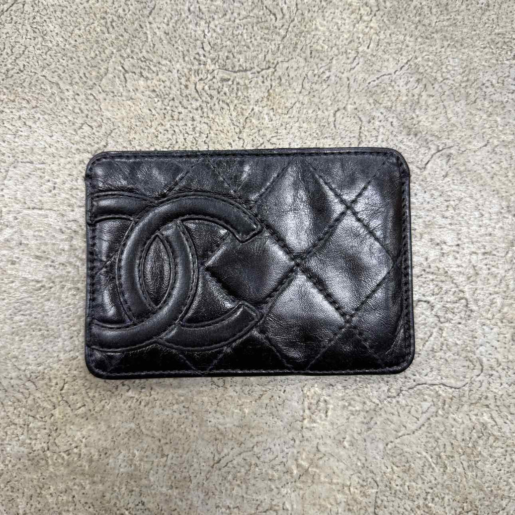Chanel Card Holder "CAMBON BI-FOLD CARD CASE" Used Black Size OS