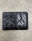 Chanel Card Holder "CAMBON BI-FOLD CARD CASE" Used Black Size OS