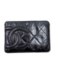 Chanel Card Holder "CAMBON BI-FOLD CARD CASE" Used Black Size OS