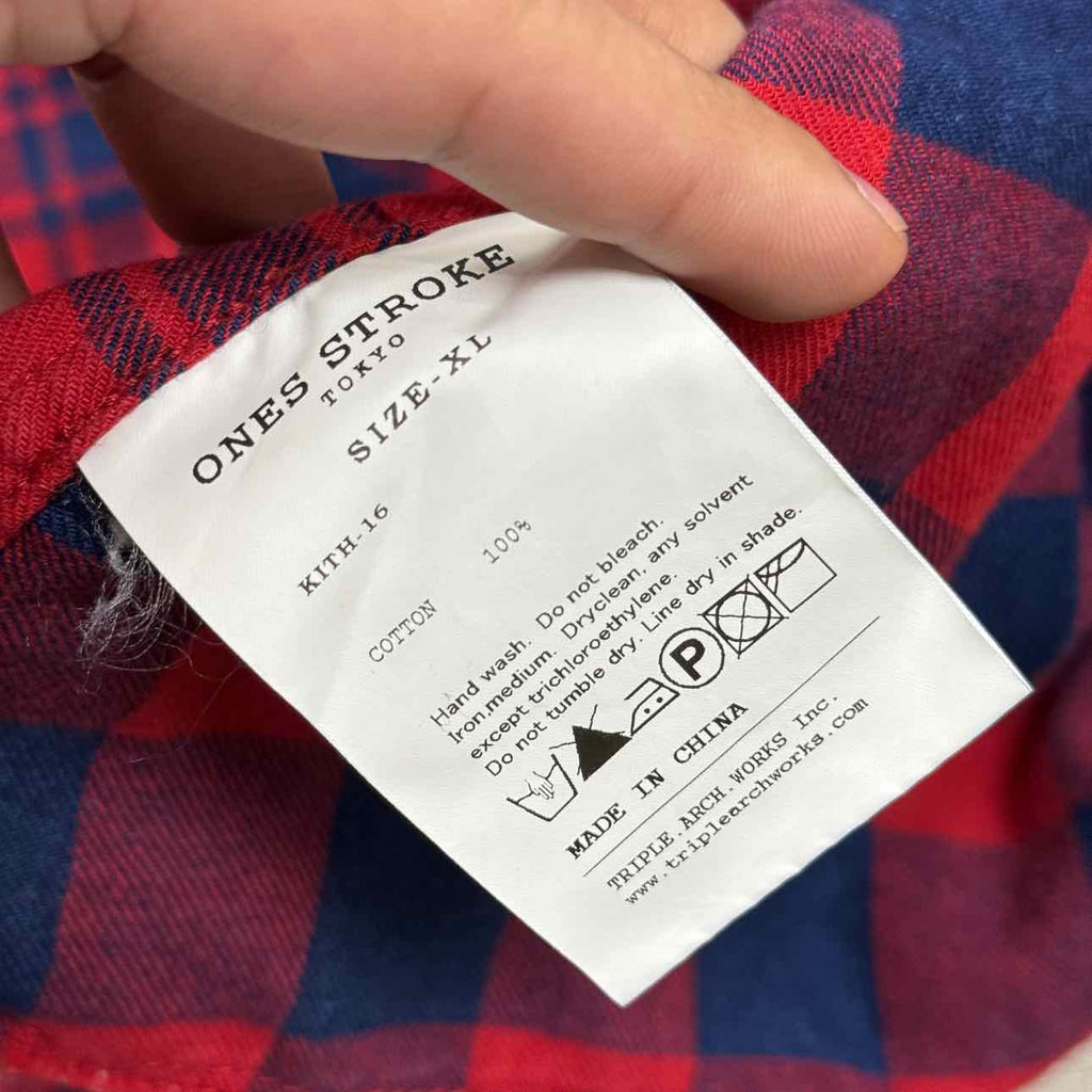 Kith Button Up "PLAID PRINT" Red Used Size XL