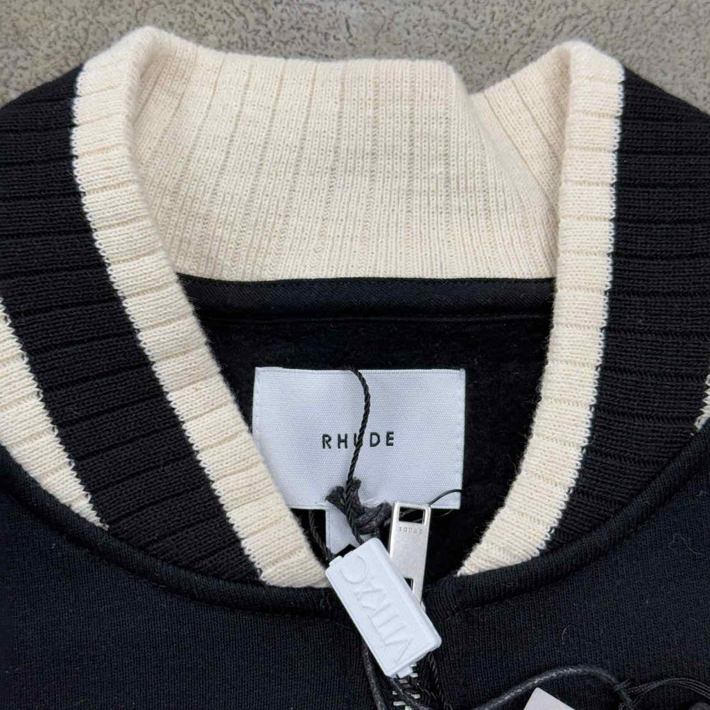 Rhude Half Zip Pullover "LOGO PATCH" Black Used Size L
