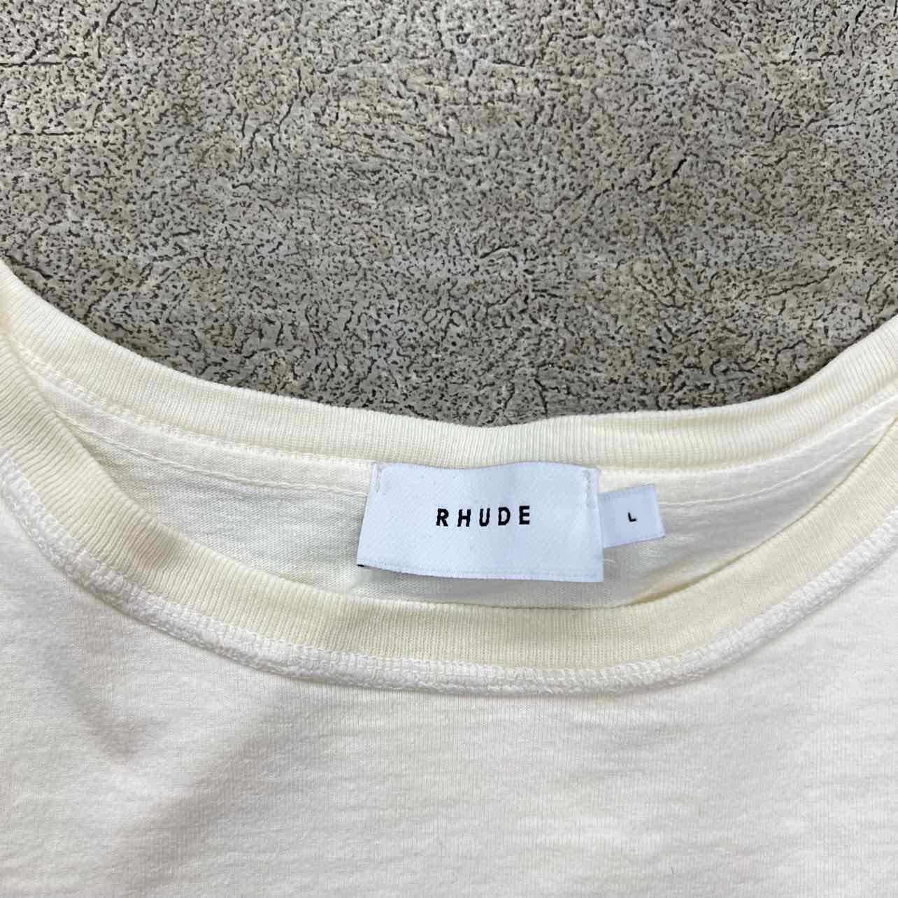 Rhude T-Shirt &quot;SCRIPT&quot; Cream Used Size L