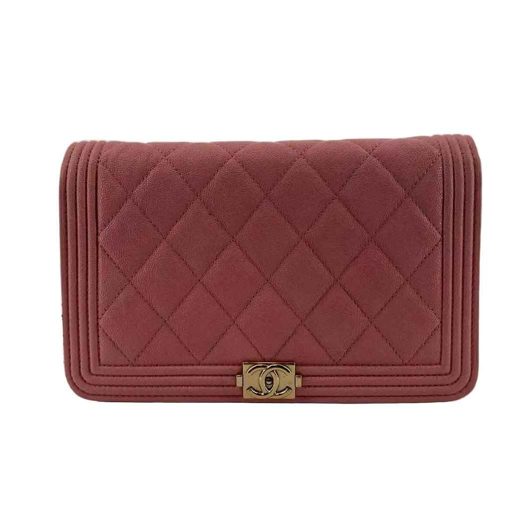 Chanel Wallet "BOY BAG" Used Pink Size OS