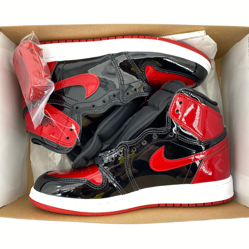 Air Jordan (GS) 1 Retro High "Patent Bred" 2021 New Size 5.5Y