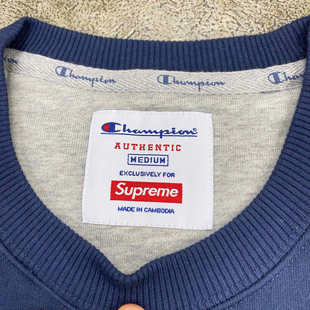 Supreme Crewneck Sweater "CHAMPION" Navy New Size M