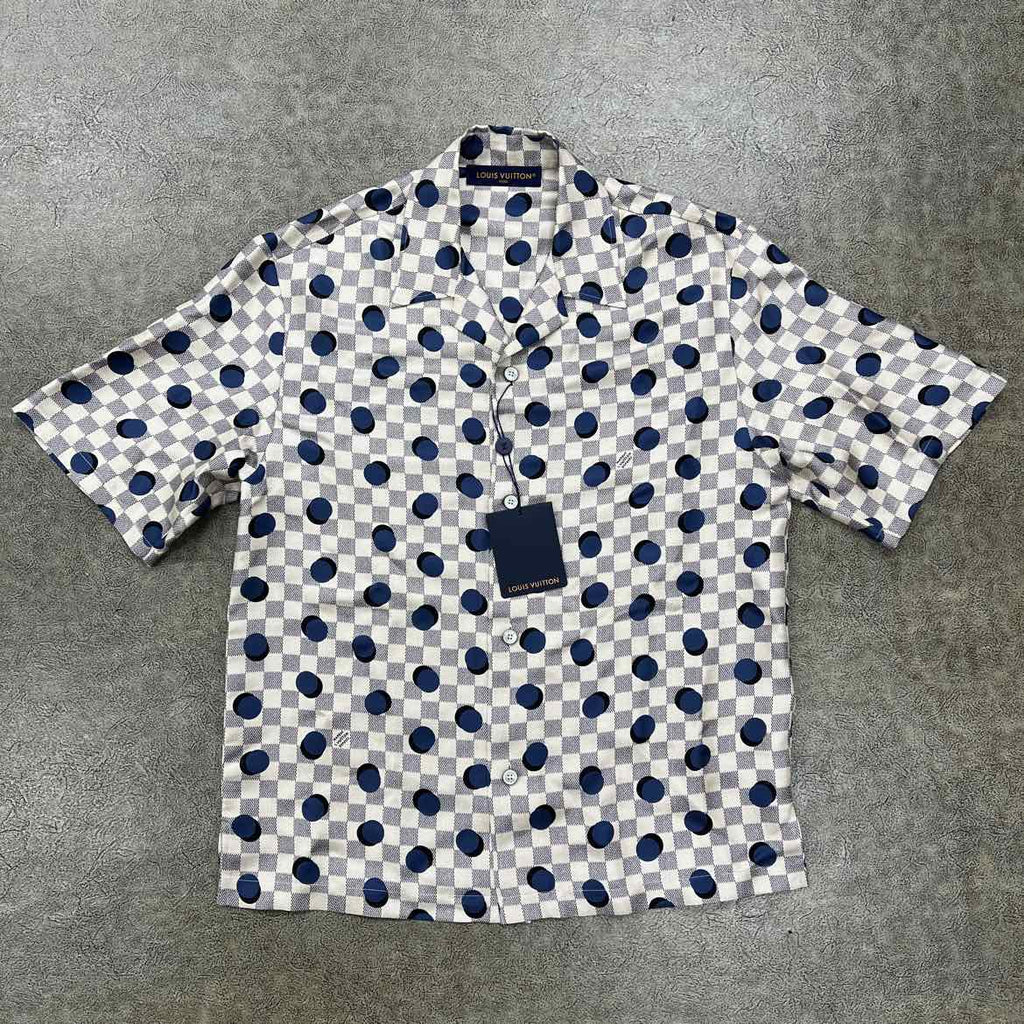 Louis Vuitton Button Up "DAMIER" White New Size S