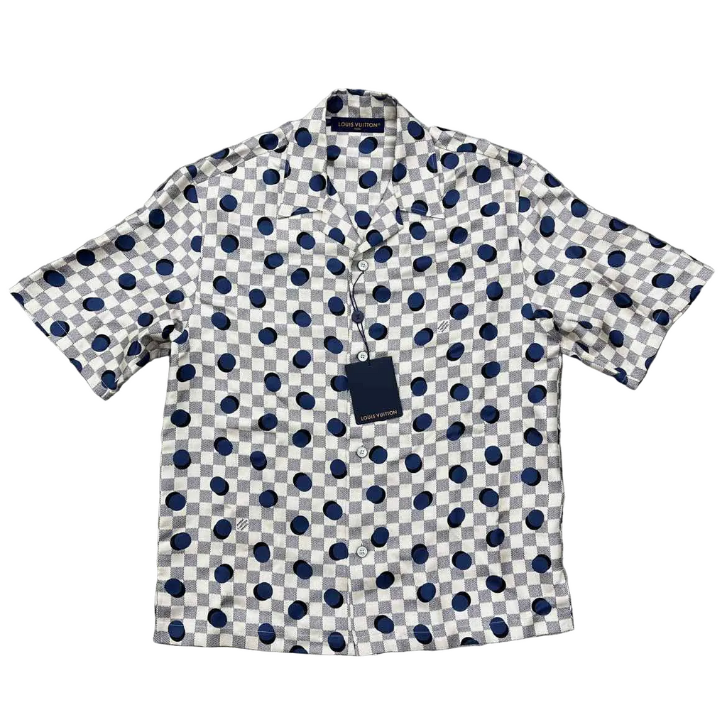 Louis Vuitton Button Up "DAMIER" White New Size S