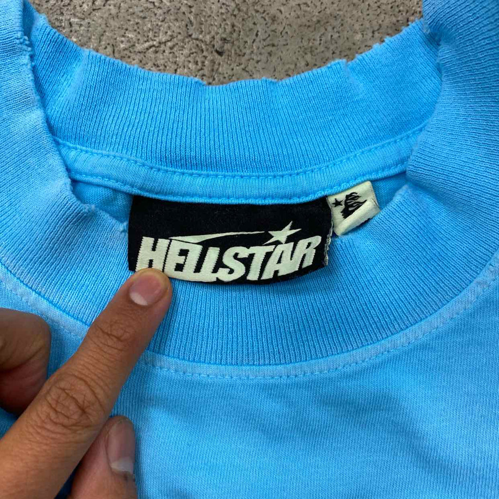 Hellstar T-Shirt "BOX LOGO" Blue New Size L