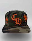 Chrome Hearts Snapback "LEATHER CROSS" New Orange Size OS