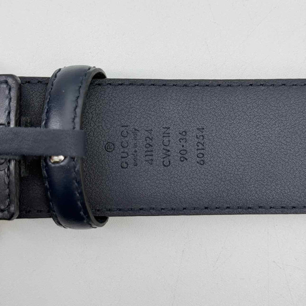 Gucci Belt "LEATHER MONOGRAM" New Navy Size 36