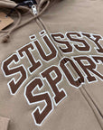 Stussy Zip Up "SPORT LOGO" Tan New Size 2XL