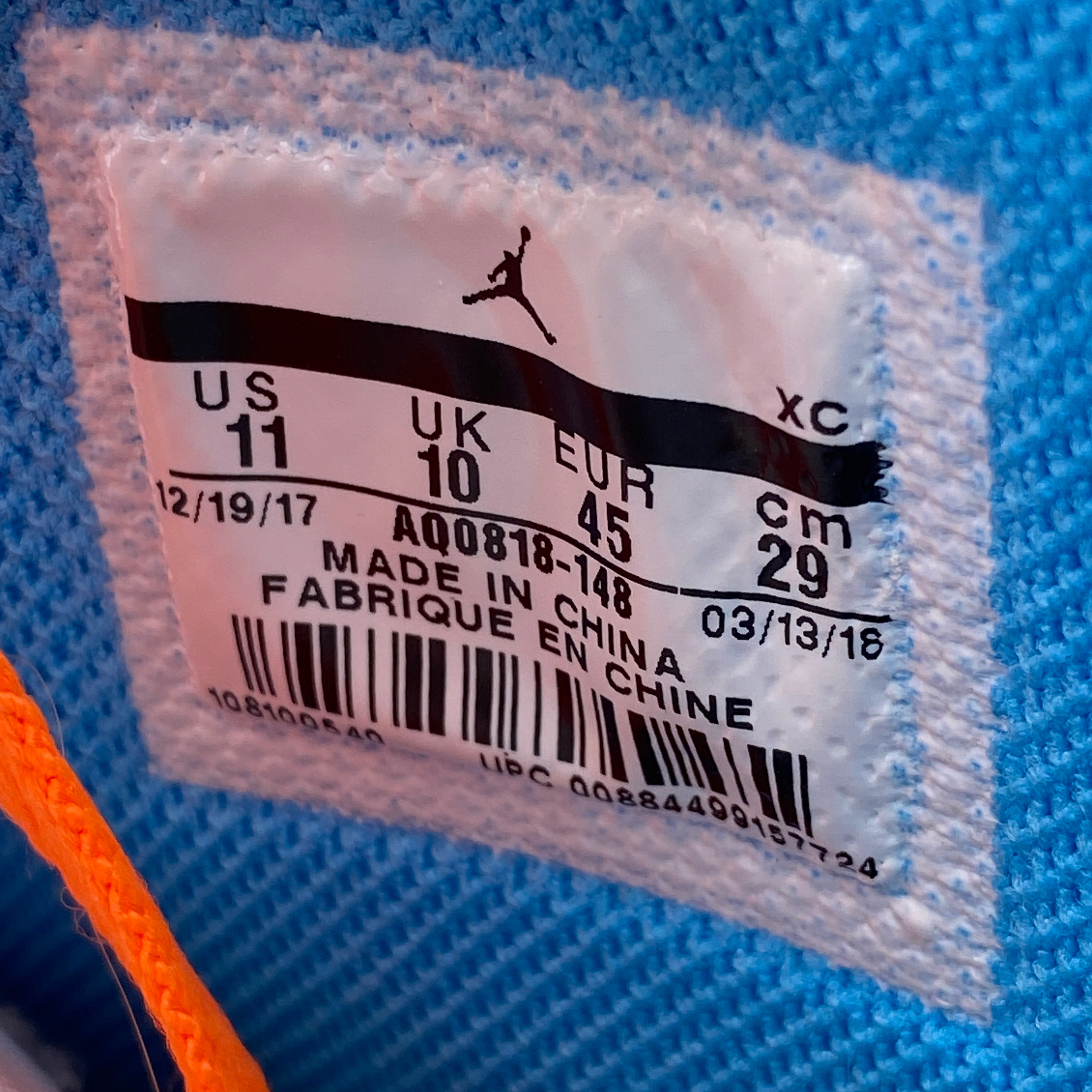 Air Jordan 1 Retro High OG &quot;Off White Unc&quot; 2018 Used Size 11