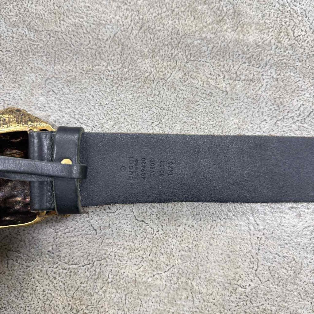 Gucci (W) Belt "TIGER" New Black Size 32