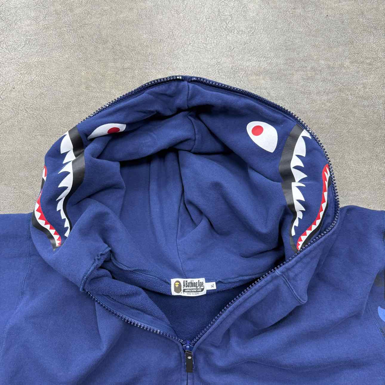 Bape Zip Up &quot;GIANT SHARK&quot; Blue Used Size XL