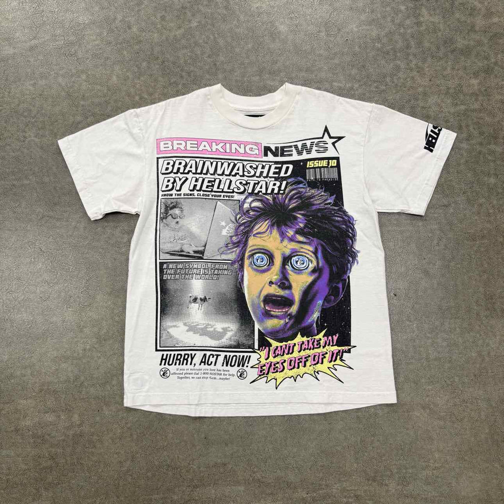 Hellstar T-Shirt "BRAINWASHED" White Used Size L