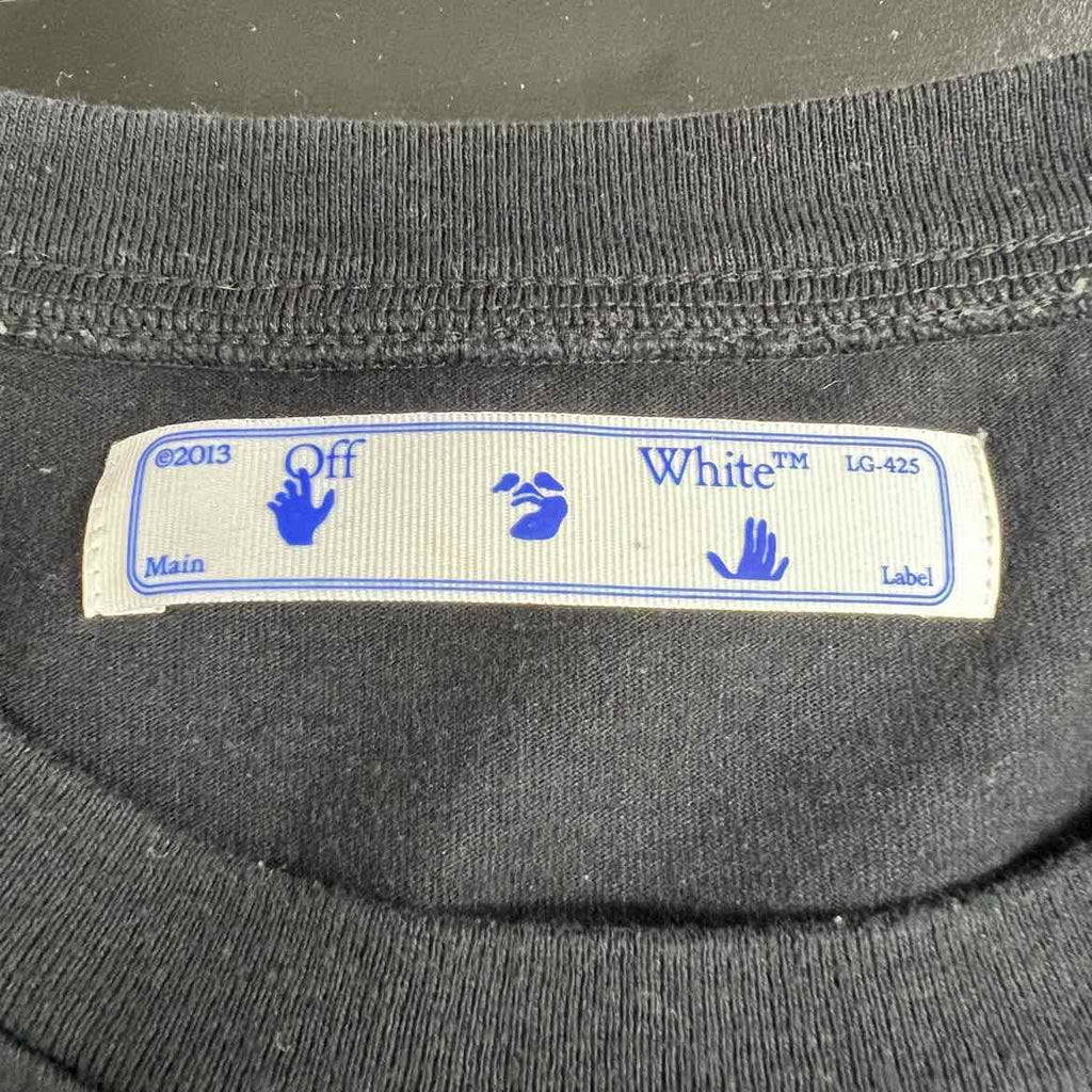 OFF-WHITE T-Shirt "STENCIL" Black Used Size 2XL