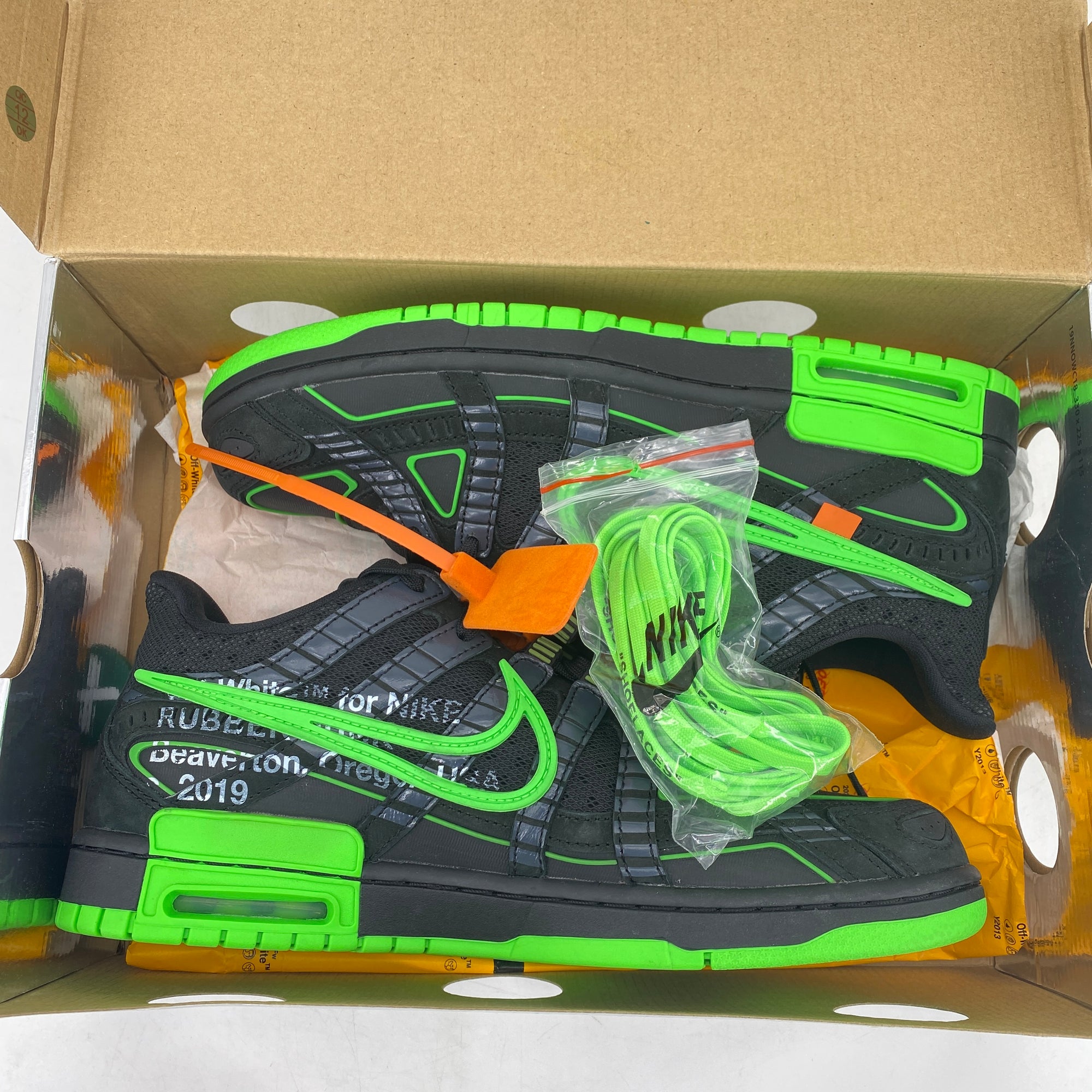 Nike Air Rubber Dunk / OW &quot;Green Strike&quot; 2020 New Size 9.5