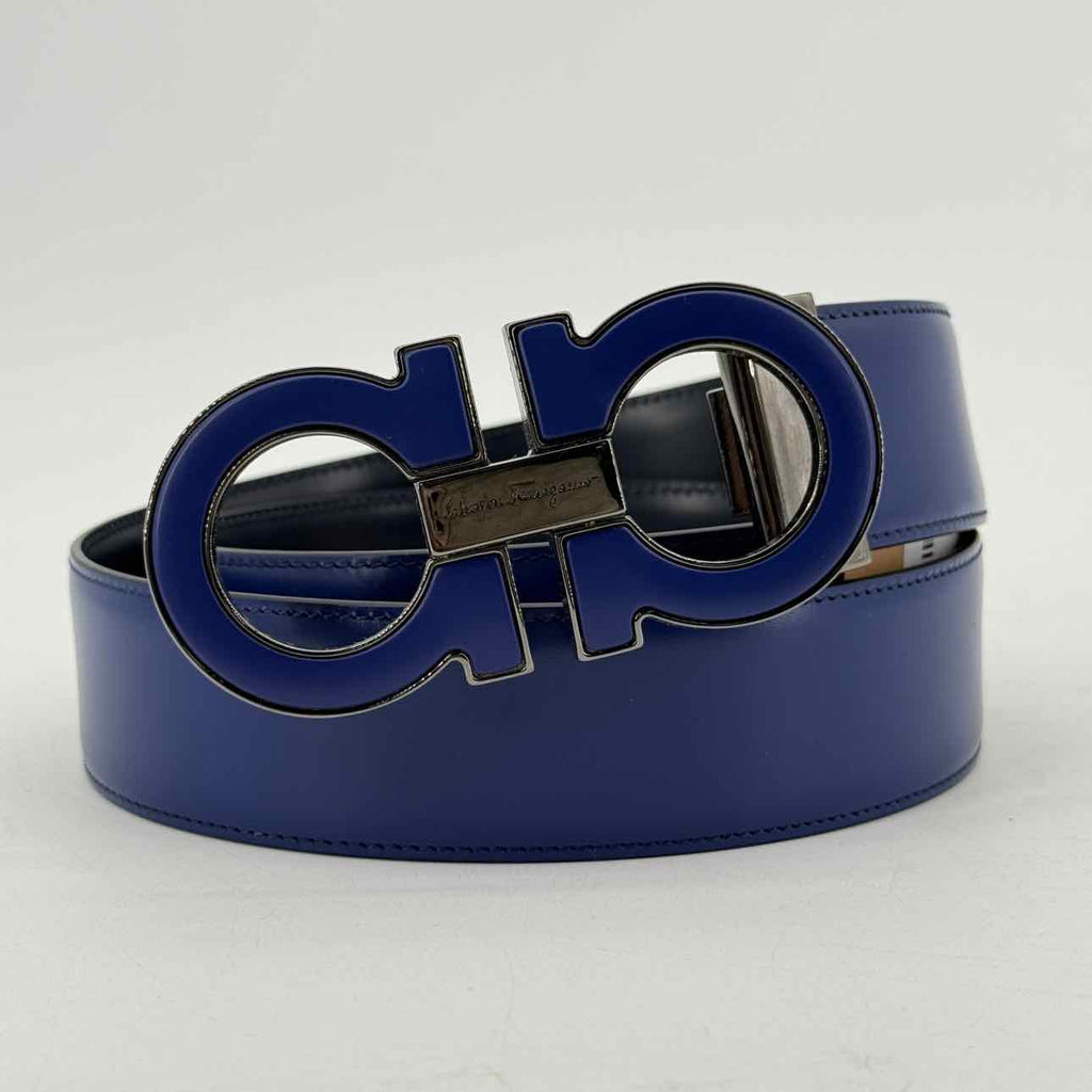 Salvatore Ferragamo Belt "REVERSIBLE" Used Blue Size 90CM