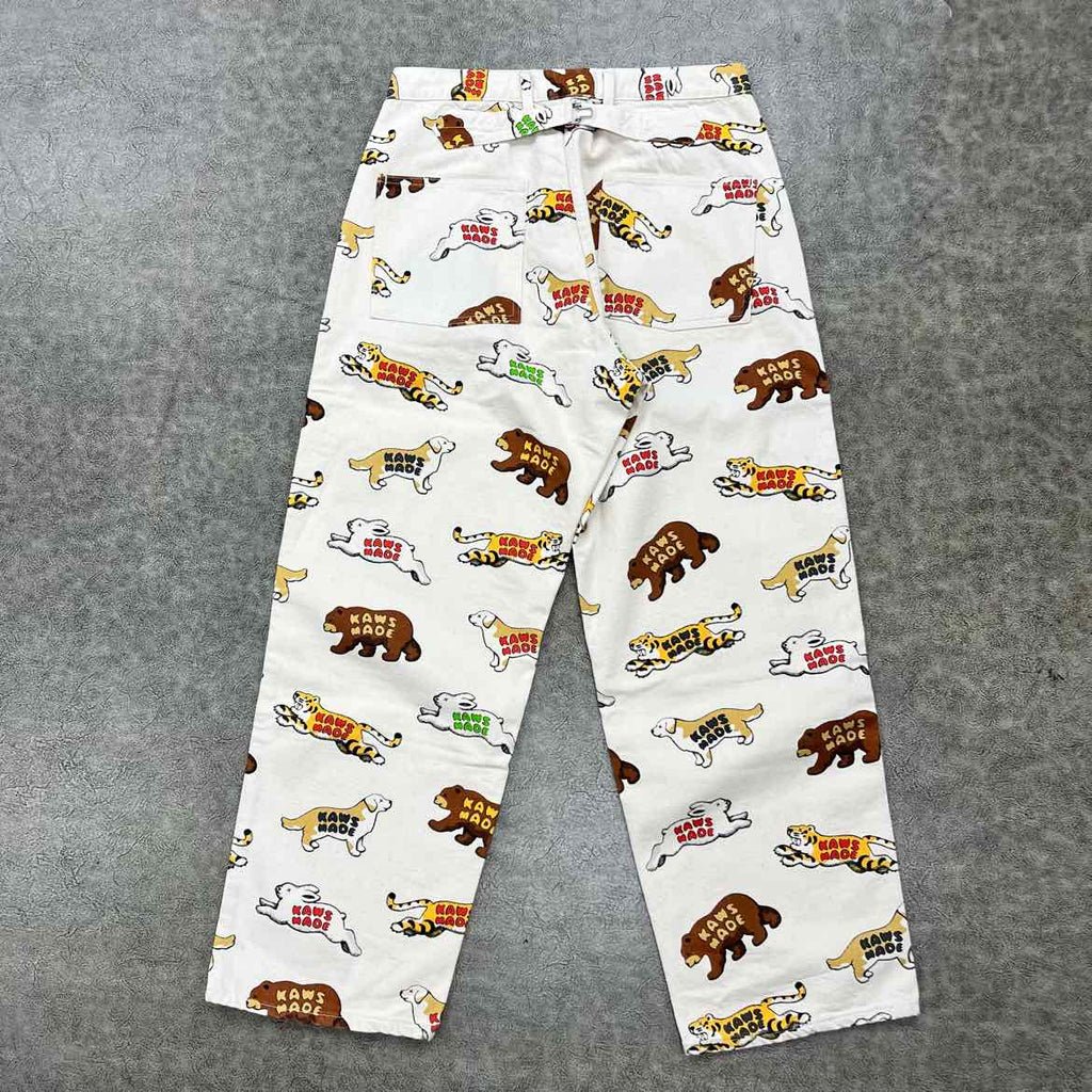 Human Made Pant "KAWS ANIMAL" Beige Used Size L