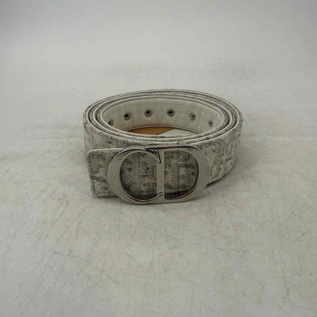Dior Belt "OBLIQUE" Used White Size 32