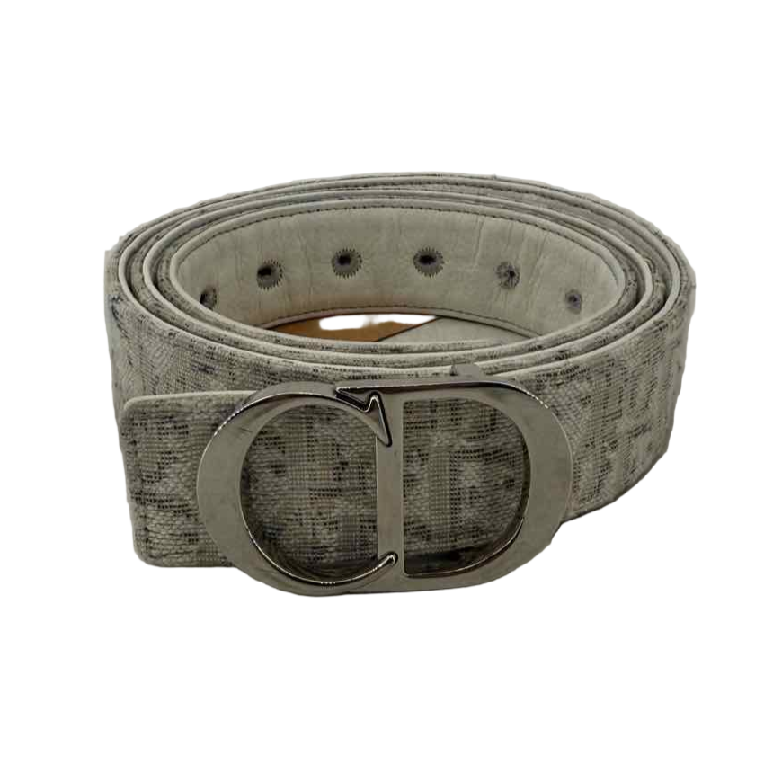 Dior Belt "OBLIQUE" Used White Size 32
