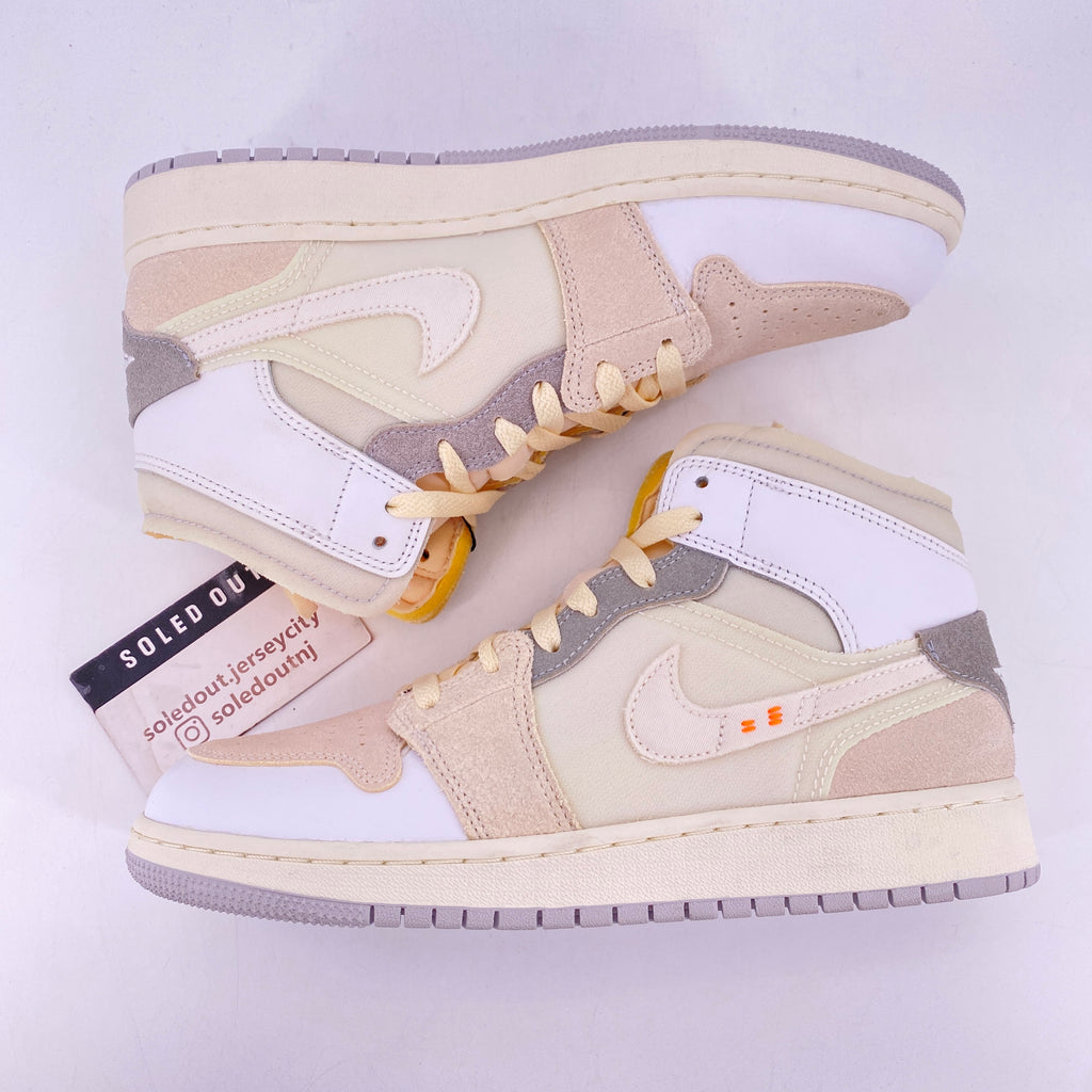 Air Jordan (GS) 1 Mid SE "Craft Inside Out White Grey" 2022 New Size 6Y
