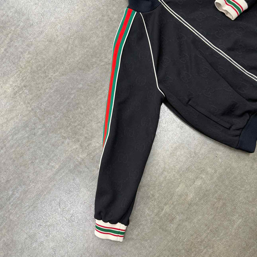 Gucci Zip Up "GG JACQUARD WEB" Black Used Size L