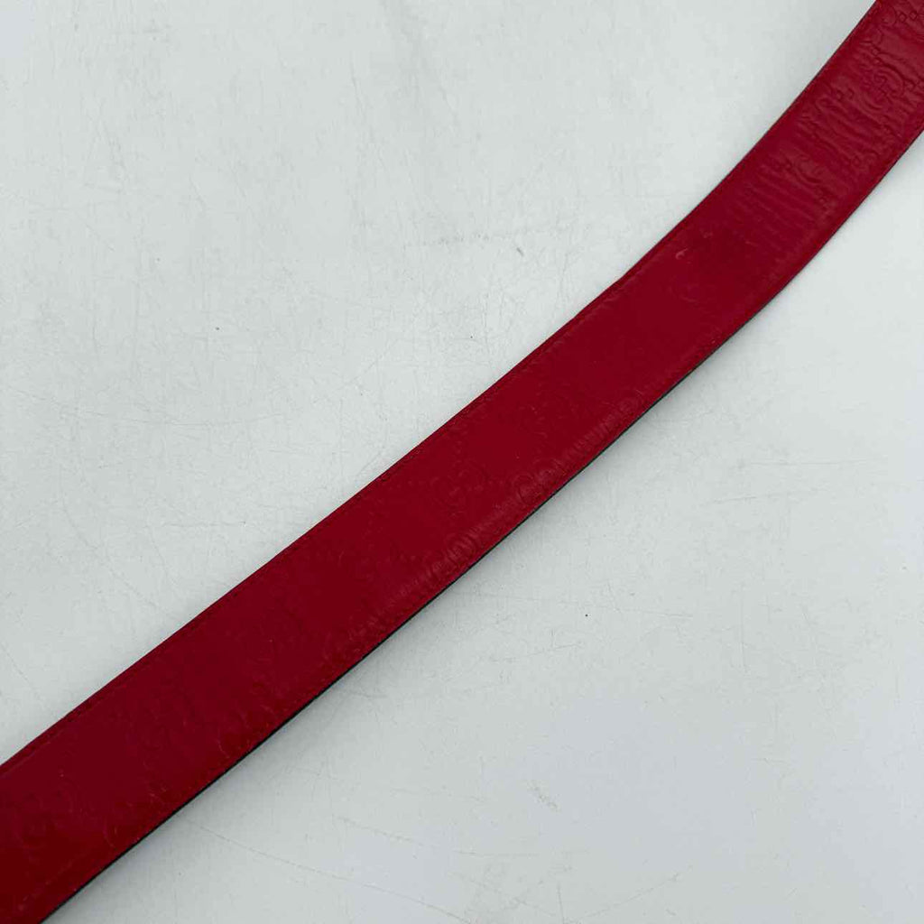 Gucci Belt "EMBOSSED MONOGRAM" Used Red Size 90CM