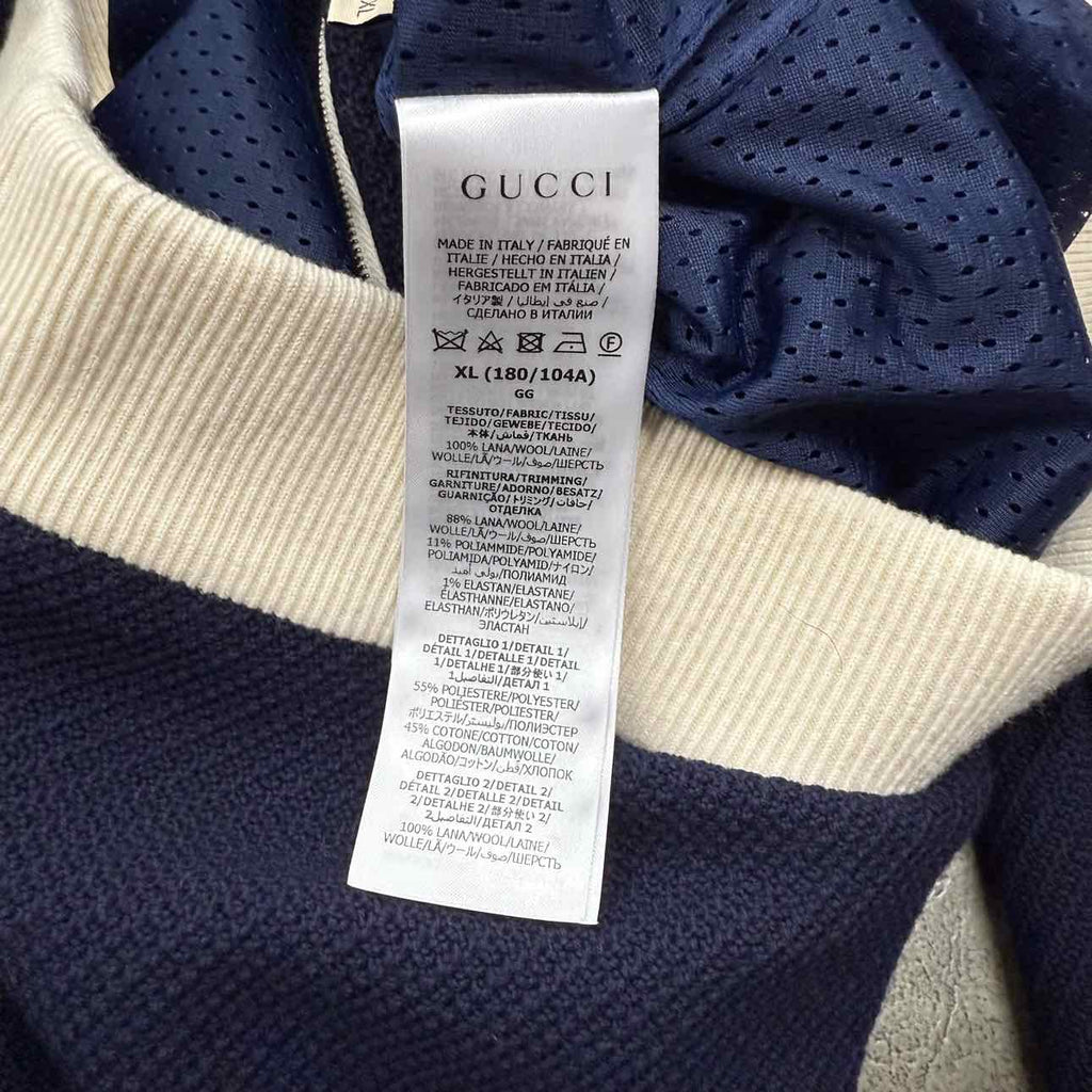 Gucci Zip Up "STRIPED LOGO" Navy Used Size XL