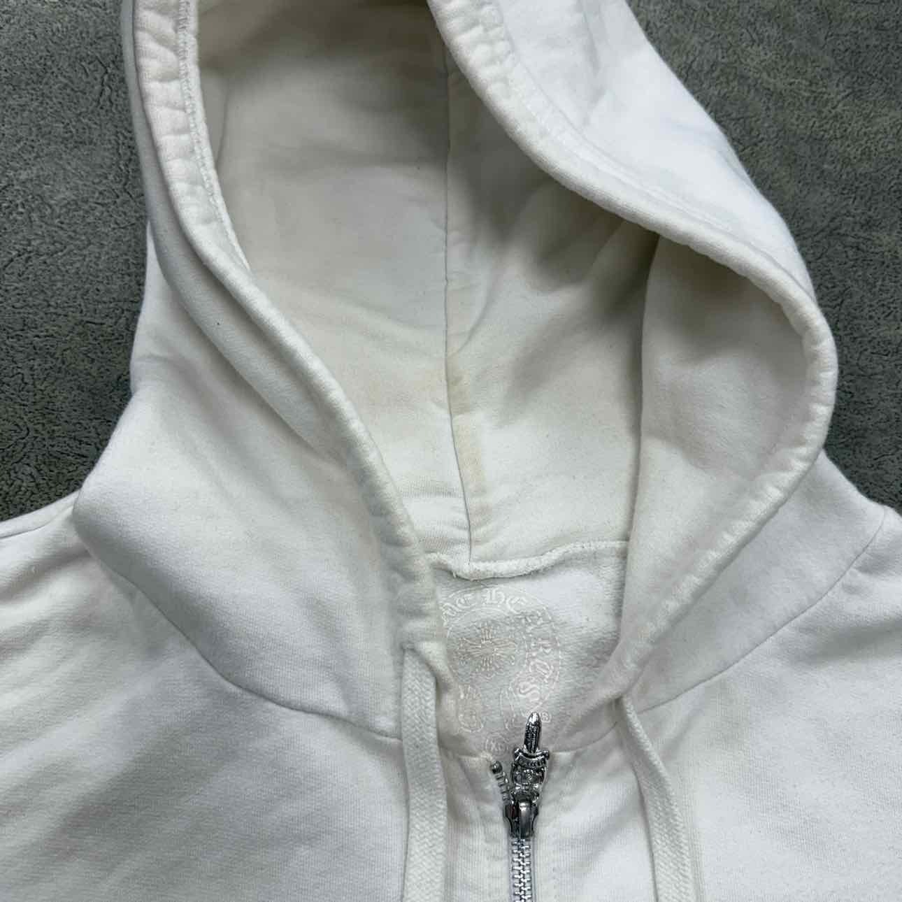 Chrome Hearts Zip Up &quot;SCROLL LOGO&quot; White Used Size XL