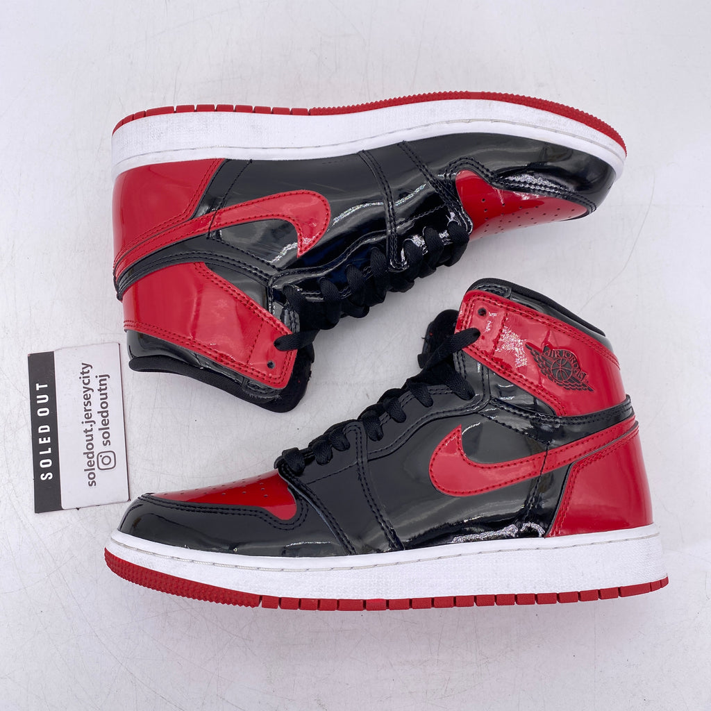 Air Jordan (GS) 1 Retro High OG "Patent Bred" 2021 Used Size 7Y