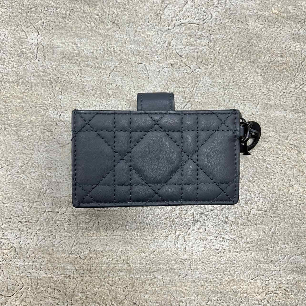 Dior Card Holder "LADY 5-GUSSET" Used Black