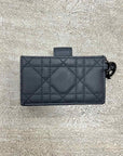 Dior Card Holder "LADY 5-GUSSET" Used Black