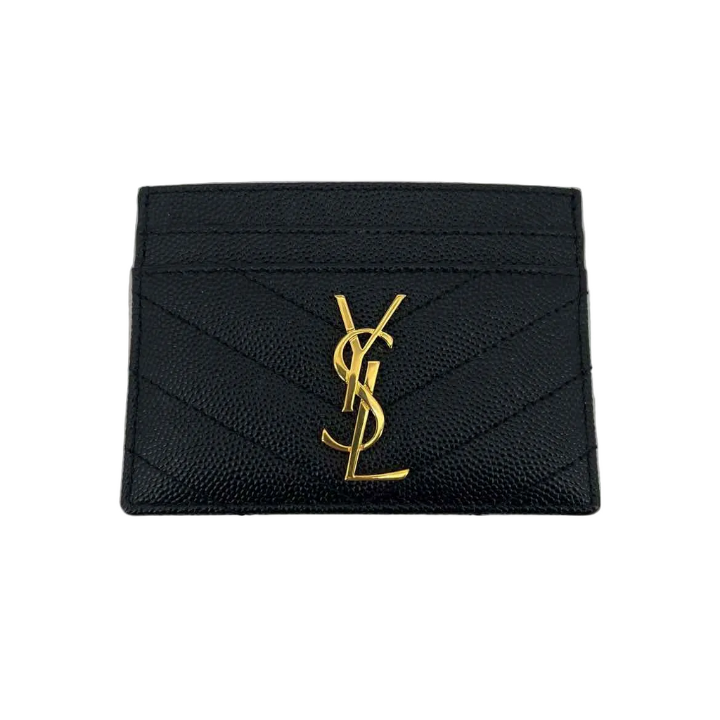 Saint Laurent Card Holder "CASSANDRE MATELASSE" New Black Size OS