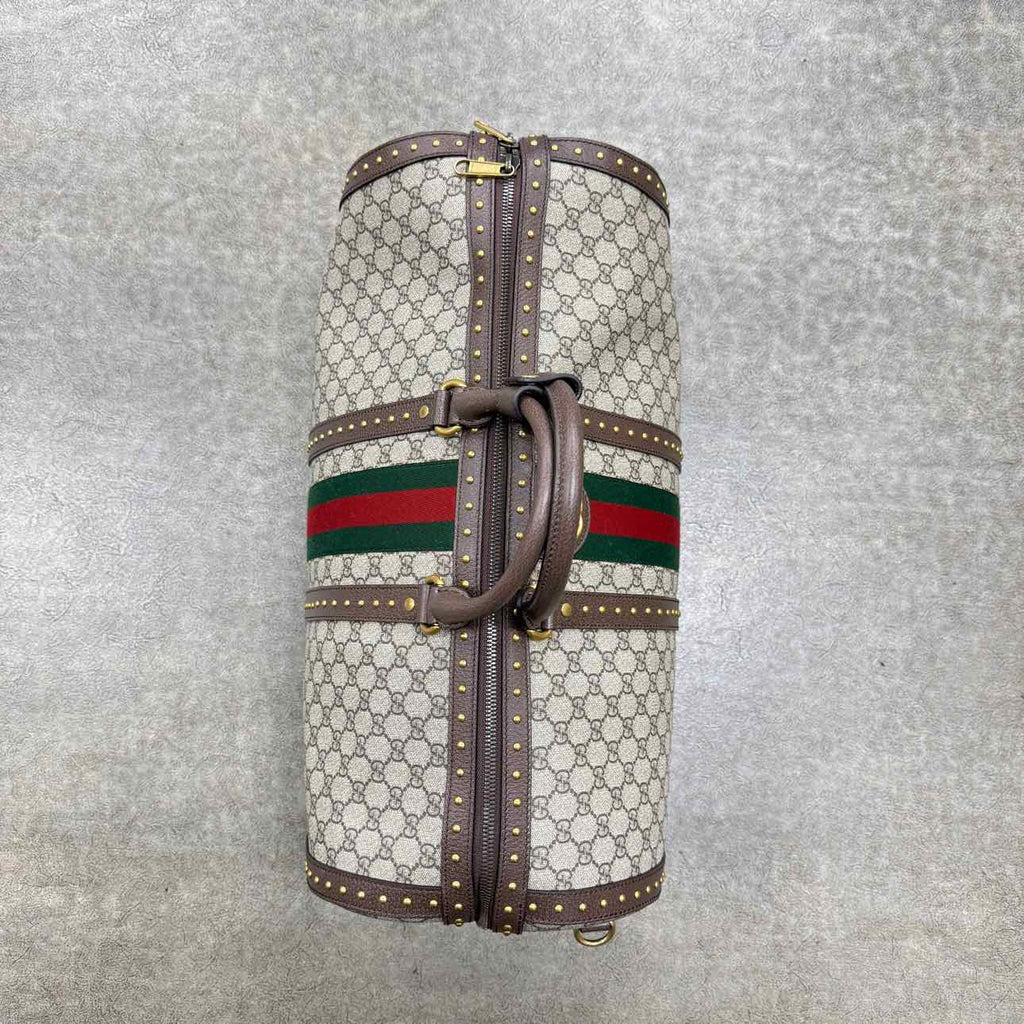 Gucci Duffle Bag "GG SUPREME SAVOY" New Brown Size L