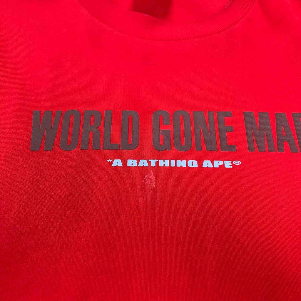 Bape T-Shirt "SLOGAN" Red Used Size L