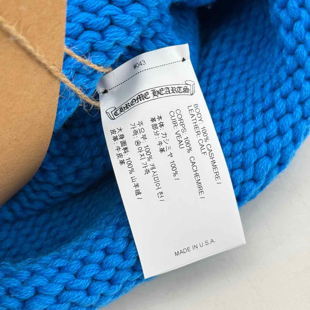 Chrome Hearts Beanie "CASHMERE CROSS" New Blue Size OS