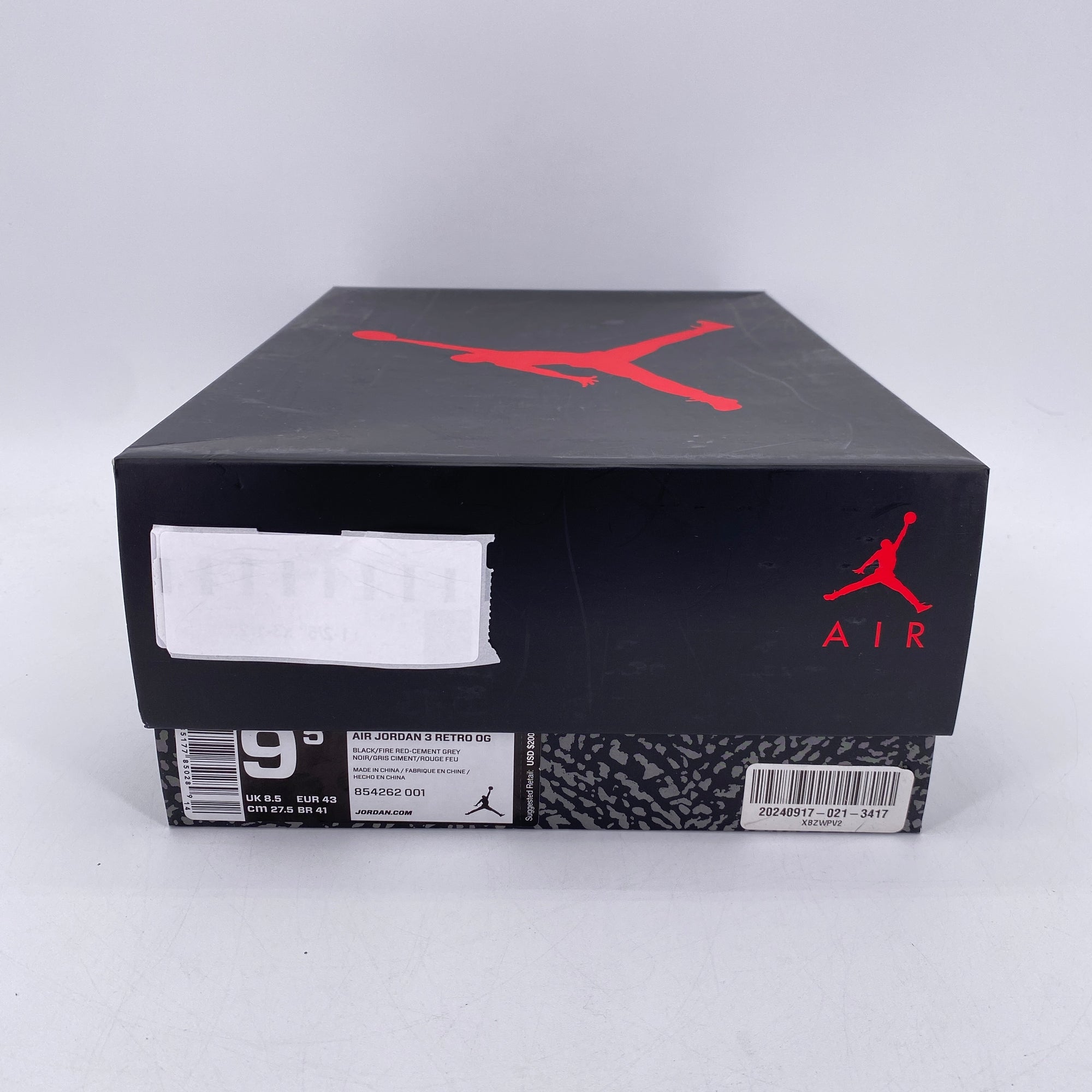 Air Jordan 3 Retro &quot;Black Cement&quot; 2018 New Size 9.5