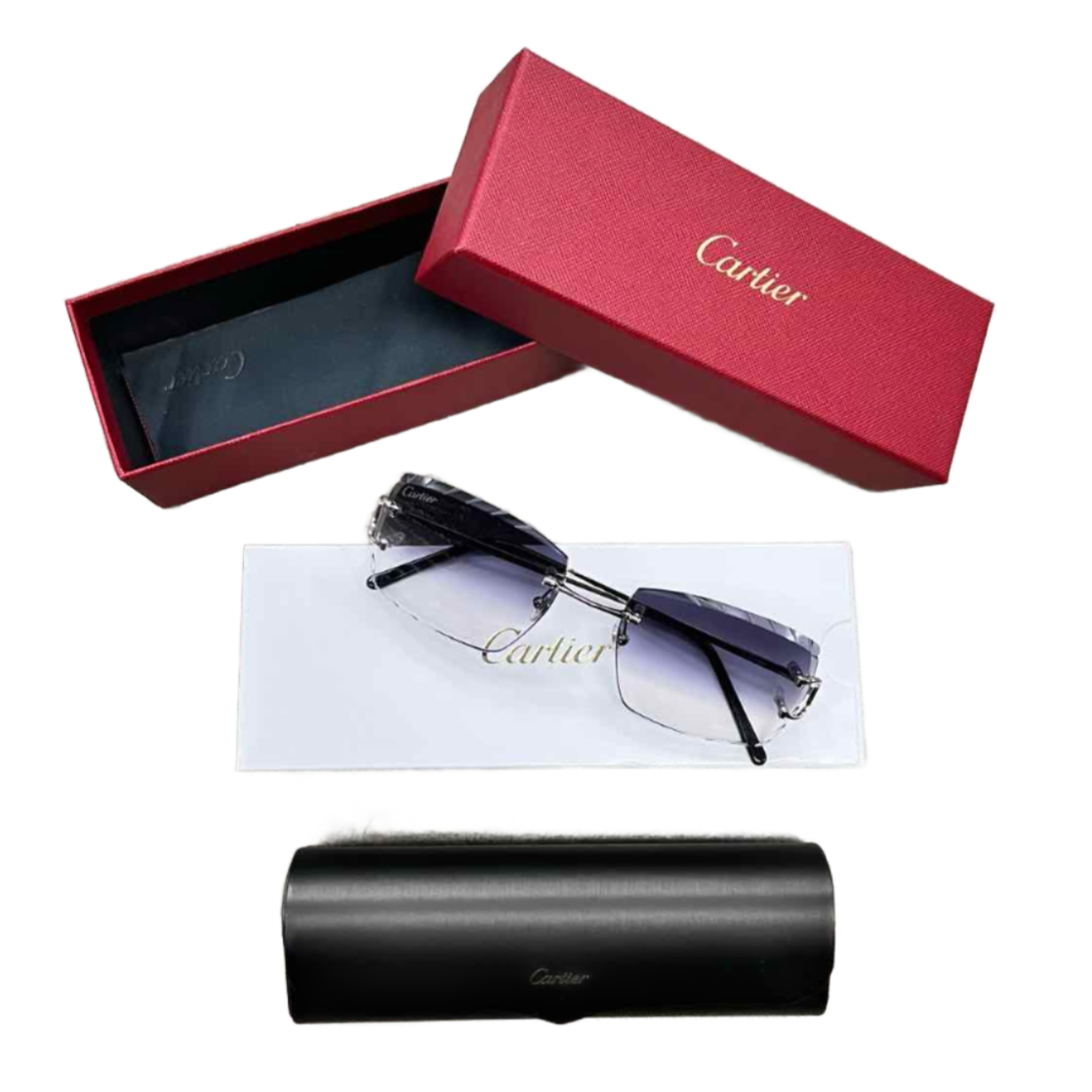 Cartier Sunglasses &quot;BIG C DIAMOND CUT&quot; New Silver Size OS