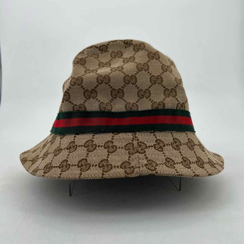 Gucci Bucket Hat "MONOGRAM" Used Brown Size L