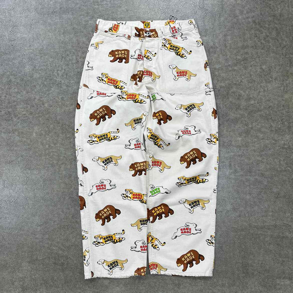 Human Made Pant "KAWS ANIMAL" Beige Used Size L