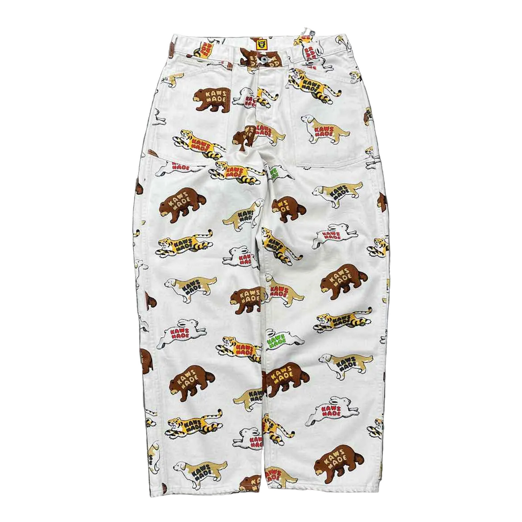 Human Made Pant "KAWS ANIMAL" Beige Used Size L