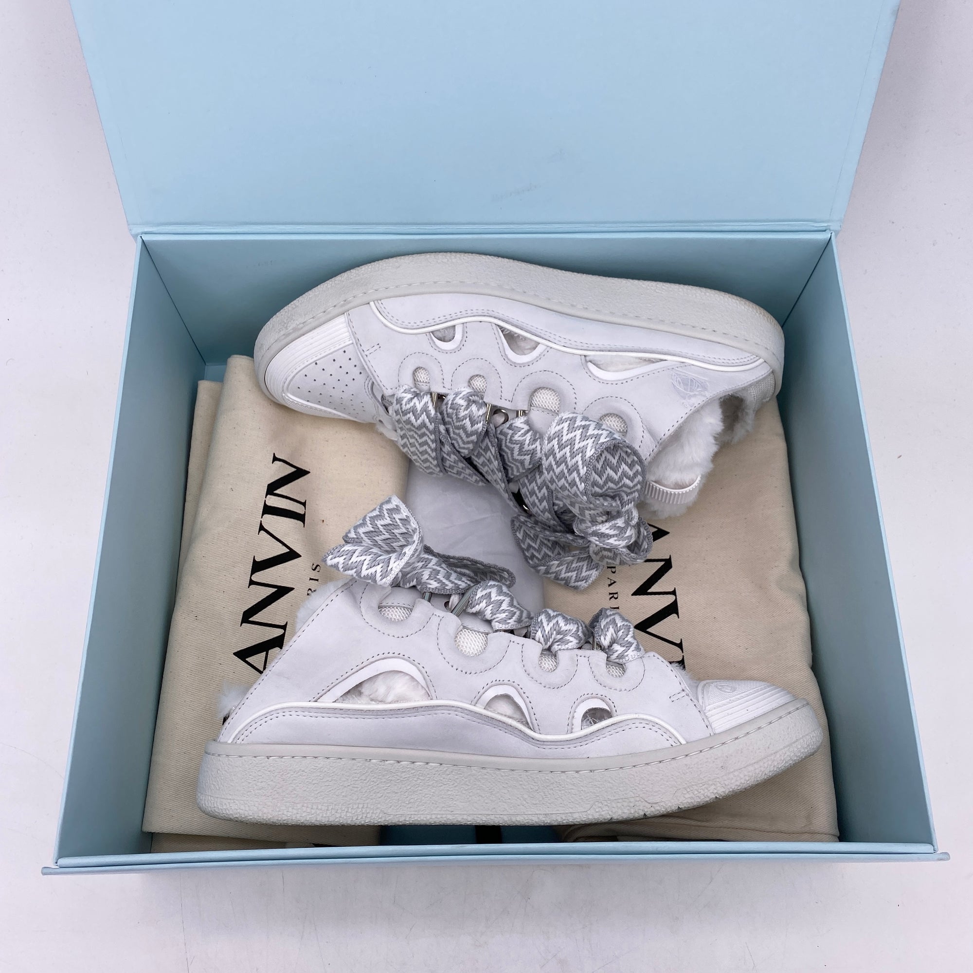 Lanvin Curb Sneaker Mule "White"  Used Size 44