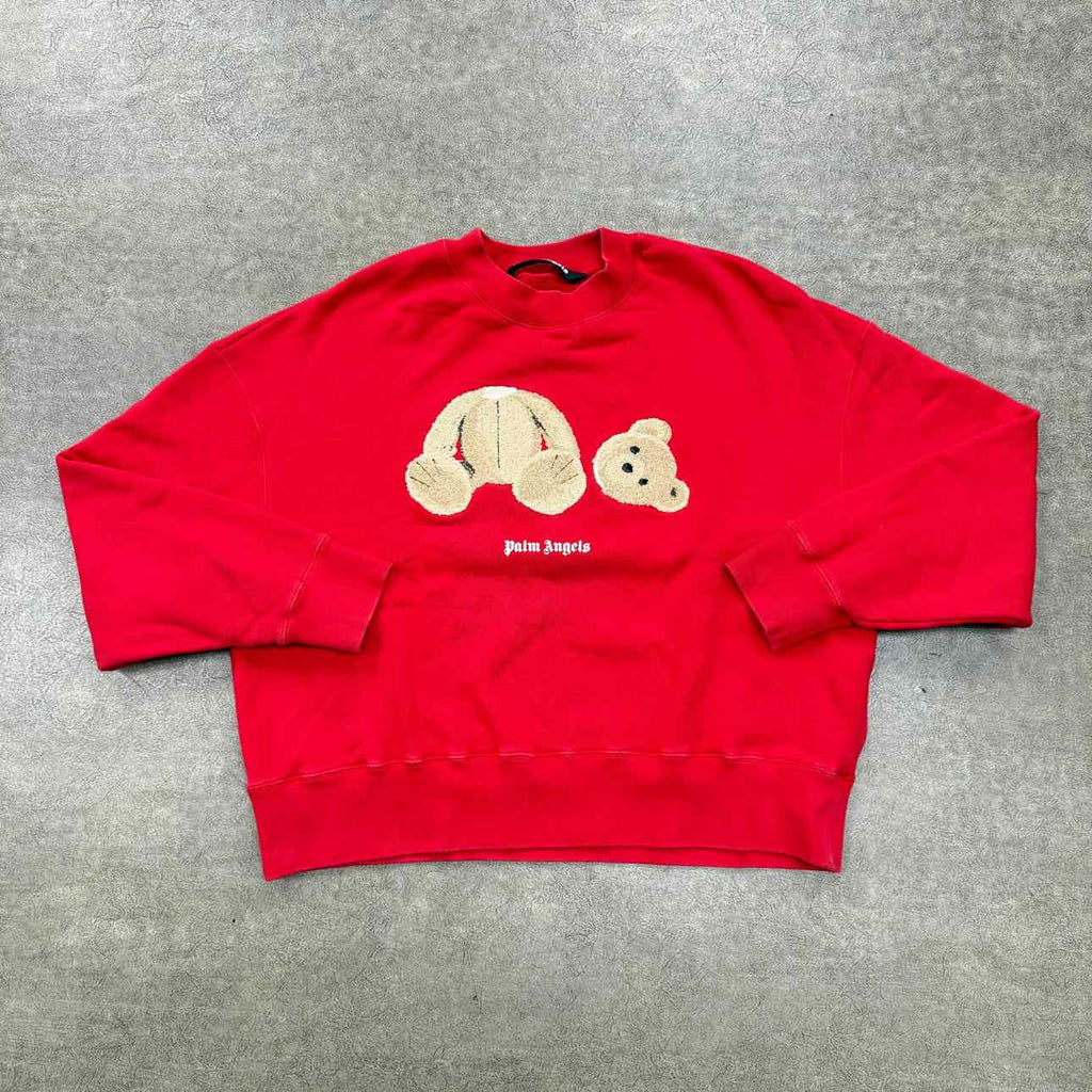 Palm Angels Crewneck Sweater "BEAR" Red Used Size XS