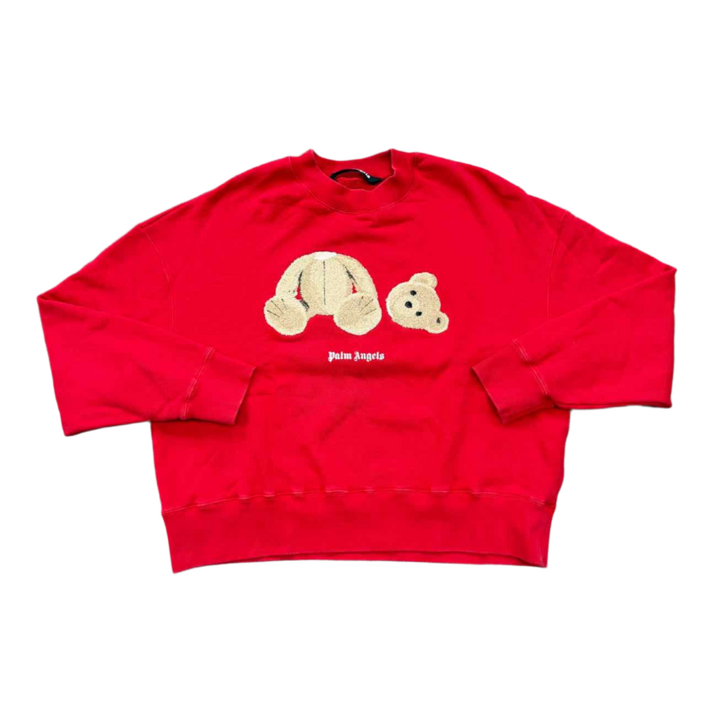 Palm Angels Crewneck Sweater "BEAR" Red Used Size XS
