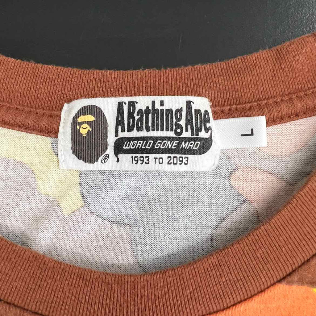 Bape T-Shirt "1ST CAMO APE HEAD" Yellow Used Size L