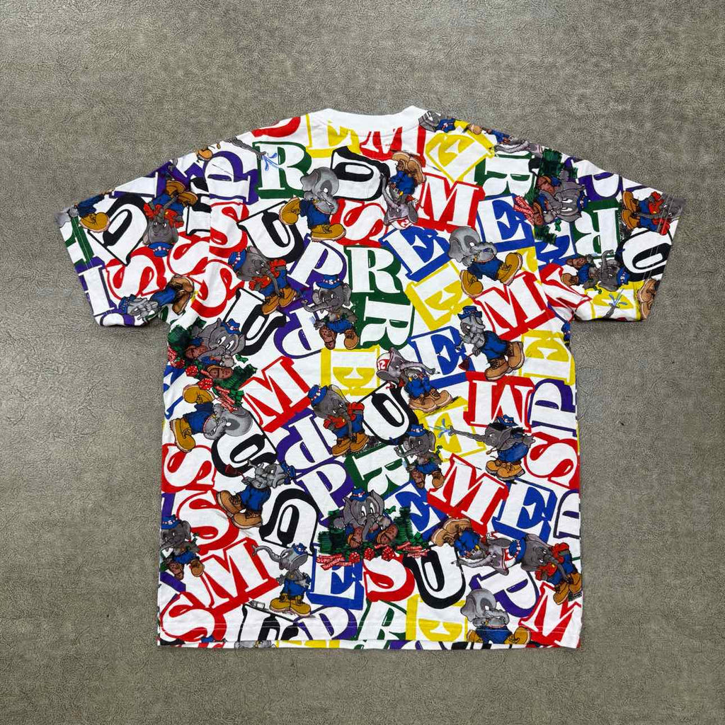 Supreme T-Shirt "ELEPHANT PRINT" White New Size S