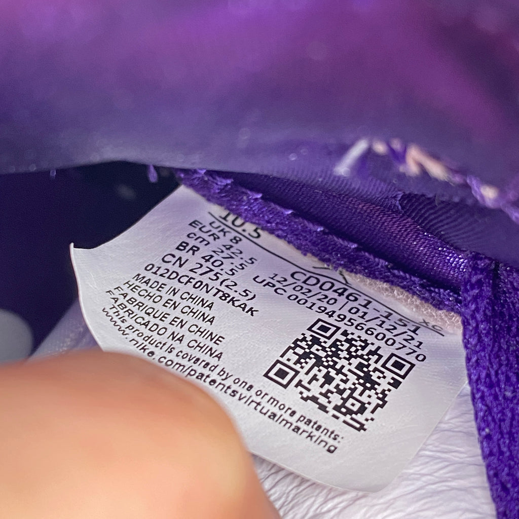 Air Jordan (W) 1 Retro High OG "Court Purple" 2021 New Size 10.5W