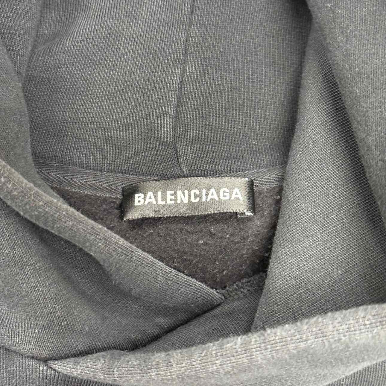 Balenciaga Hoodie &quot;COTTON LOGO&quot; Black Used Size XL