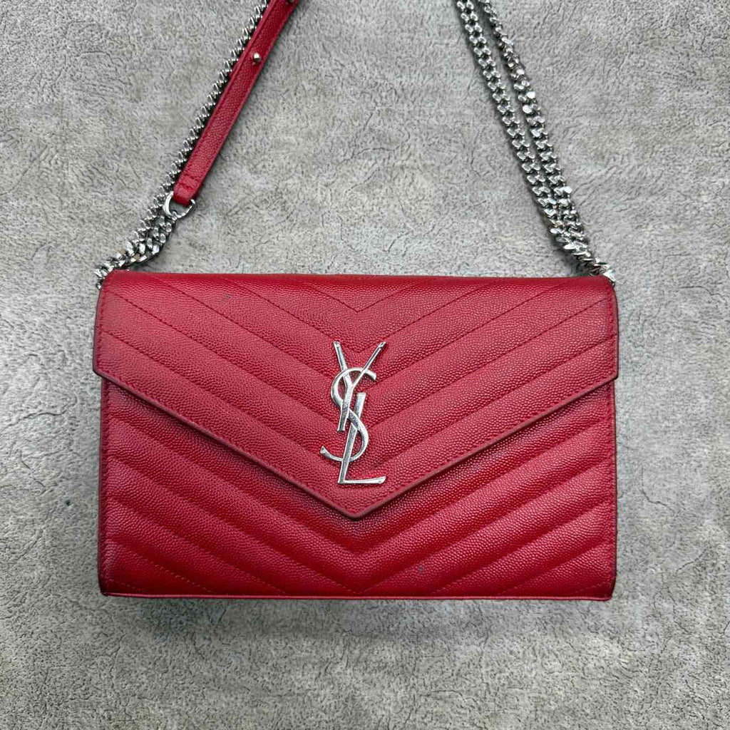 Saint Laurent Shoulder Bag "QUILTED" Used Red